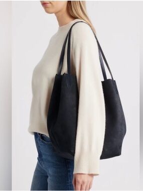 NEW Madewell Suede Shopper tote in Juniper Berry NR388 $198 Navy